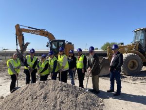 Representatives from organizations involved in the project break ground for Rio Manor Apartments additions in Del Rio, Texas.