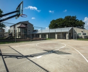 Basketball court and hoop