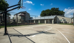 Basketball court and hoop