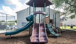 Outside playscape with slides