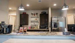 Community Learning Center kitchen cabinets, shelve, countertop